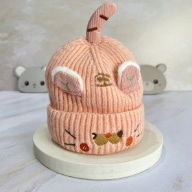 تصویر کلاه بافتنی کاموایی زمستانی گرم کودک و نوزاد طرح دار عروسکی 