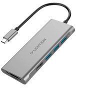 تصویر هاب شش پورت USB-C لنشن مدل C34 Lention USB-C to HDMI, USB, SD and MicroSD C34