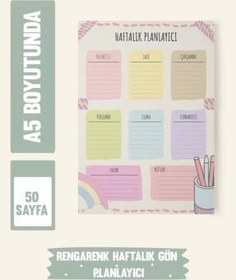 تصویر برنامه ریز هفتگی ، 50 برگ A5 -برنامه ریز هفتگی رنگارنگ Haftalık Planlayıcı, 50 Yaprak A5 Boyutunda Rengarenk Haftalık Planlayıcı