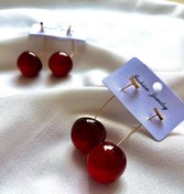 تصویر گوشواره طرح گیلاس استیل رنگ ثابت مشابه طلا 