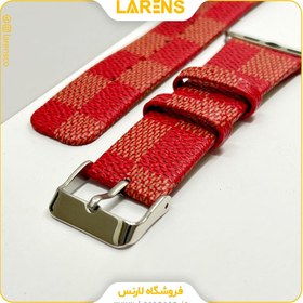 تصویر لارنس | قیمت و خرید بند Leather سری LV-Damier اپل واچ 38/40/41mm رنگ Red 