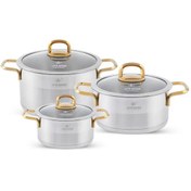 تصویر سرویس قابلمه استیل لایف اسمایل مدل Lifep12 6 2 شامل 6 پارچه Lifesmile Steel Cookware Set Lifep12 6 2