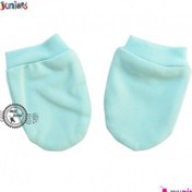 تصویر دستکش نوزاد نخی آبی جونیورز Juniors baby blue cotton gloves 