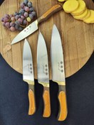 تصویر چاقو آشپزخانه استیل فرخی زنجان با دسته چوب کائوچو (۴ سایز) 