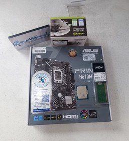 تصویر باندل نسل 12 مدل ASUS H610M-E DDR5 و i3 12100 و 16 گیگ رم و فن TINYCOOL (آکبند) 