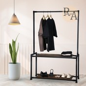 تصویر رگال لباس دوطبقه مدل R14 با طبقات چوبی مشکی 