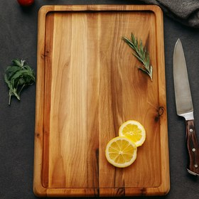تصویر سینی چوبی مستطیل بزرگ Large rectangular wooden tray
