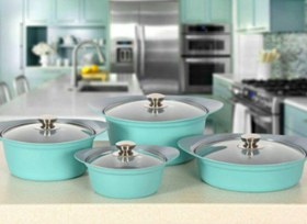 تصویر سرویس پخت و پز 8 پارچه کاج نچسب مدل ساینا KAJ Cookware SAINA Model 8 Pcs