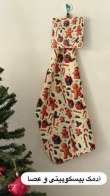 تصویر دستمال طرح کوکی و آبنبات کریسمس 