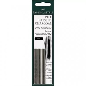 تصویر ست 3 عددی زغال طراحی سافت فابرکاستل مدل Pitt compressed charcoal stick 