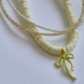 تصویر گردنبند فیمو زرد کره ای 