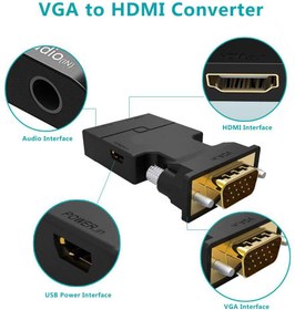 تصویر تبدیل کانکتور VGA HDMI با صدا و پاور 
