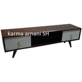 تصویر میز تلویزیون سفید 150 در40 در 53 شیاری چوبی برند کارما - میز TV 