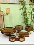 تصویر ظروف پذیرایی چوب فلز 