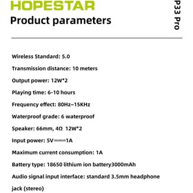 تصویر اسپیکر هوپ استار مدل P33 Pro Hopestar P33 Pro Speaker