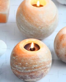 تصویر شمعدان سنگ نمک گوی 