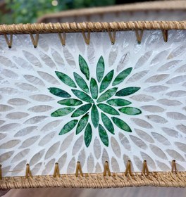 تصویر سینی صدفی مستطیل سبز 