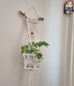 تصویر آویز گلدان مکرومه macrame plant wallhanging
