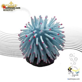 تصویر دکوری شقایق مصنوعی آبی برای آکواریوم کد RT185S green artificial anemone RT185s