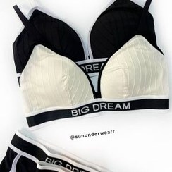 تصویر ست سوتین شورت زنانه اسپرت مشکی و شیری 