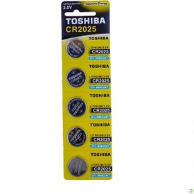 تصویر باتری سکه ای توشیبا مدل CR2025 بسته 5 عددی Toshiba CR2025 Lithium Battery Pack Of 5