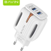 تصویر شارژر دیواری فست شارژ یواس‌بی باوین BAVIN 2.4A Dual USB Adapter Charger PC265Y 