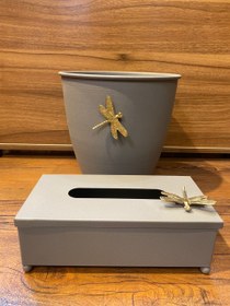 تصویر سطل و دستمال طوسی 