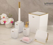 تصویر ست سرویس بهداشتی دو جداره کلاسیک لیمون - سفید-طلایی 