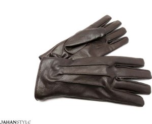تصویر دستکش چرم طبیعی مردانه قهوه‌ای تیره 