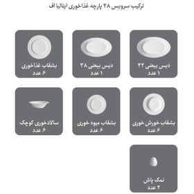 تصویر سرویس چینی 28 پارچه 6 نفره طرح سفید 