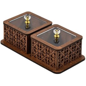 تصویر قندان چوبی دو تایی 