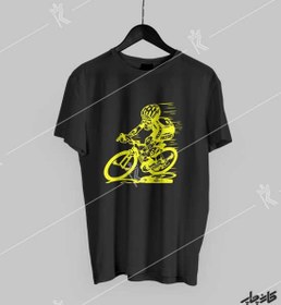 تصویر تیشرت مشکی اسکلت دوچرخه سوار 