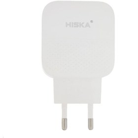 تصویر شارژر دیواری هیسکا مدل H-112PD به همراه کابل تبدیل لایتنینگ hiska h112pd wall charger with lightning charger