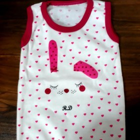 تصویر رکابی نوزادی لباس تیکه ای نوزادی قلبی سایز ۱ تا ۶ - صورتی 