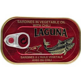 تصویر کنسرو تن ماهي ساردين فلفلی 125 گرم LAGUNA مدل Sardines IN Vegetable Oil With Chili Laguna Sardines IN Vegetable Oil With Chili 125gr