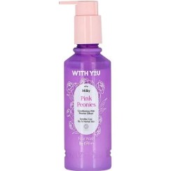تصویر شوینده صورت کرمی ویت یو مدل Pink Peonies مناسب پوست خشک حجم ۲۰۰ میل با بطری پمپ دار 