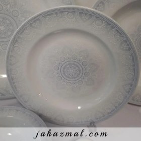 تصویر سرویس چینی زرین 6 نفره غذاخوری ادلین توسی (28 پارچه) Zarin Iran ItaliaF Adelin-Gray 28 Pcs FDC Dinnerware-Set