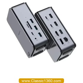 تصویر هاب دیتا 15 پورت Powerology 15 in 1 Dual Dock Station 