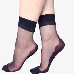 تصویر جوراب شیشه ای مشکی کف دار 12 عددی 