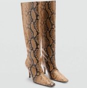 تصویر چکمه و بوت زنانه های پوستی با طرح مار بالا MANGO 