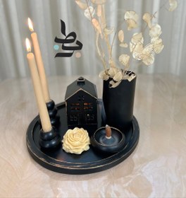 تصویر ست جلو مبلی مشکی طلایی 