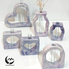 تصویر ست 6عددی گلجا ، گلدان سنگی - قهوه ای 