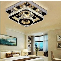 تصویر لوستر مدرن سقفی دو پله مربع دایره سایز 40 cm 40 وات یا سفارشی 80 وات - ریموت کنترل هوشمند