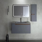 تصویر ست کابینت و روشویی آلکا مدل 6080 به همراه باکس کناری و آینه بک لایت 