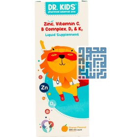 تصویر شربت زینک دکتر کیدز 300 میلی لیتری Dr Kids Zinc Liquid Supplement 300 ml