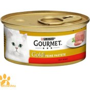 تصویر کنسرو گربه گورمت ۸۵ گرم با طعم گوشت Gourmet Gold 