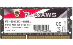 تصویر رم جی اسکیل مخصوص لپ تاپ تک کاناله ظرفیت 8 گیگ - RAM GSKILL RIPJAWS 8GB PC3L - F3-1600C9D-16GRSL 