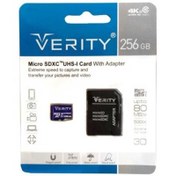 تصویر کارت حافظه میکرو ۲۵۶ گیگابایت وریتی Verity Ultra U3 C10 80MB/s + خشاب ا Verity Micro 256 GB Ultra U3 C10 کد 3742 