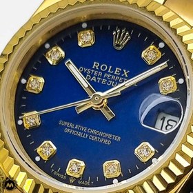 تصویر ساعت مچی زنانه رولکس دیت جاست طلایی صفحه آبی Rolex Datejust RXS4861 