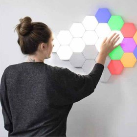 تصویر پنل روشنایی پنج ضلعی 6 تکه Colorful Quantum LED Light Touch Colorful Led Touch Quantum Light